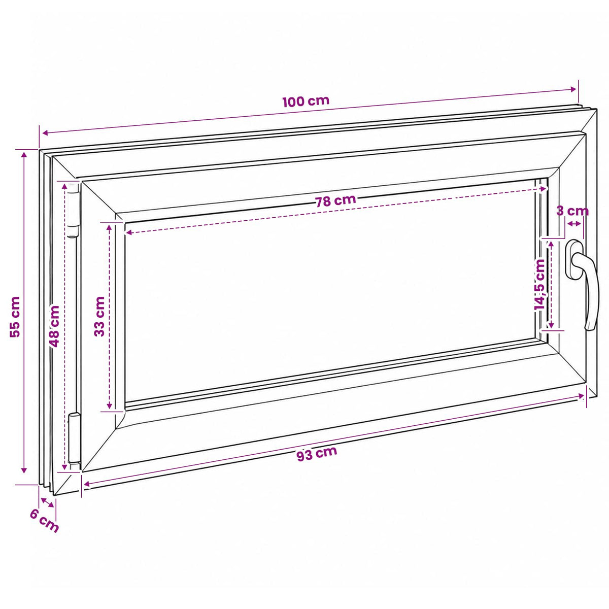 Παράθυρο Κάτω Στρώματος RISOR 100 x 55 cm PVC και Γυαλί - Pakobazaar