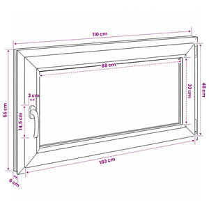 Παράθυρο Κάτω Στρώματος RISOR 110 x 55 εκ. PVC και Γυαλί - Pakobazaar