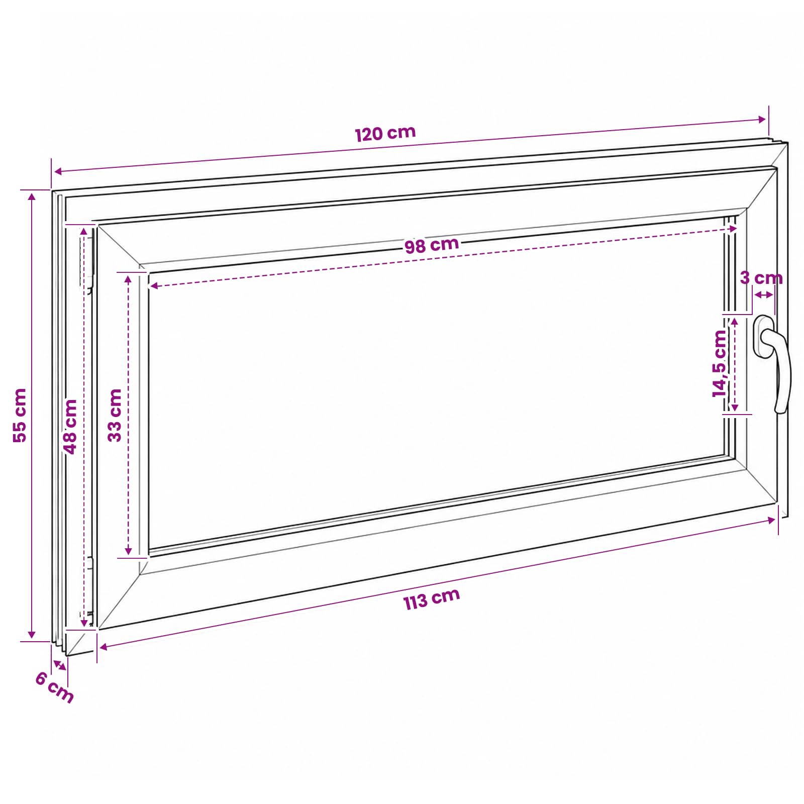 Παράθυρο Κάτω Στρώματος RISOR 50 x 55 εκ PVC και Γυαλί - Pakobazaar