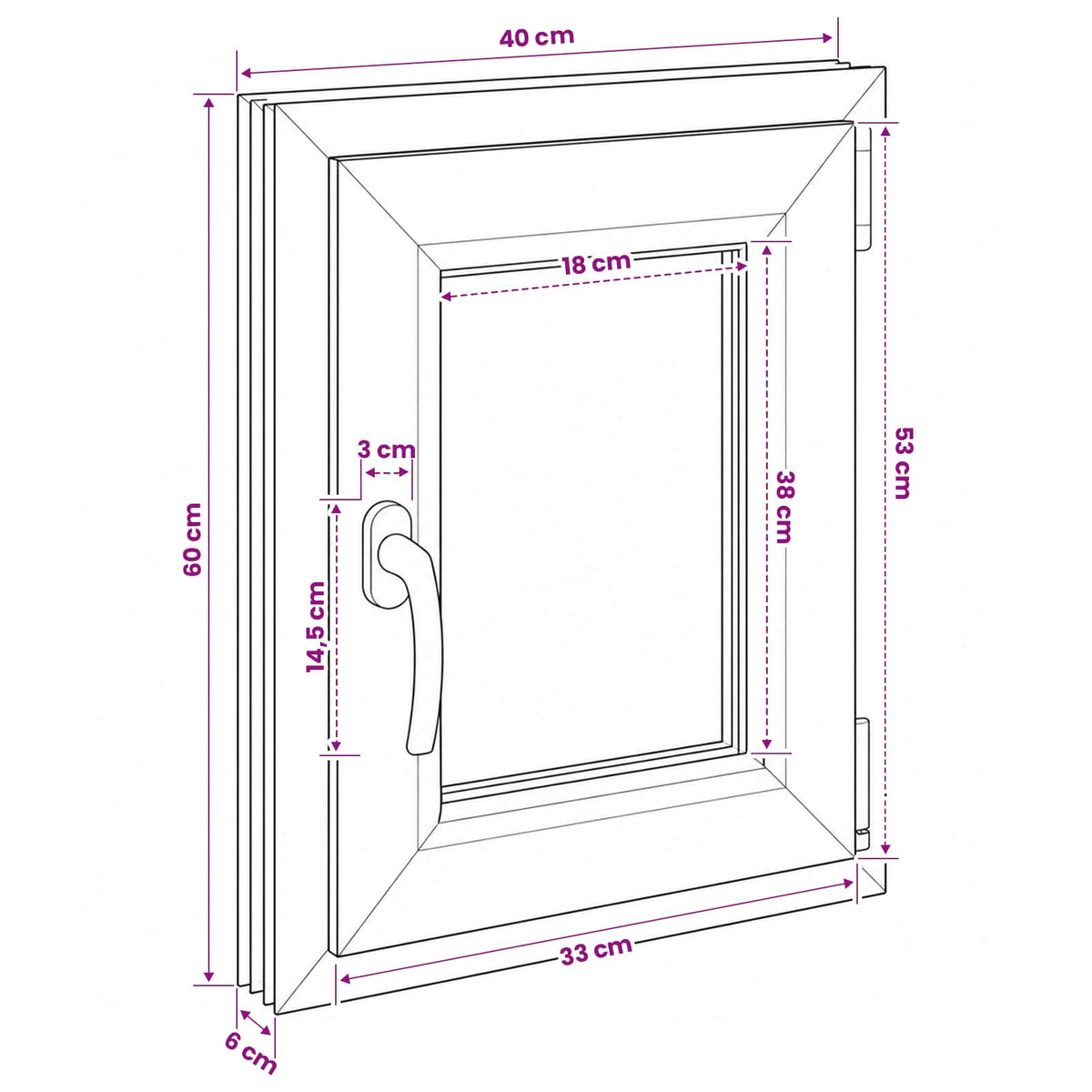 Παράθυρο Κάτω Στρώματος RISOR 40 x 60 cm PVC και Γυαλί - Pakobazaar