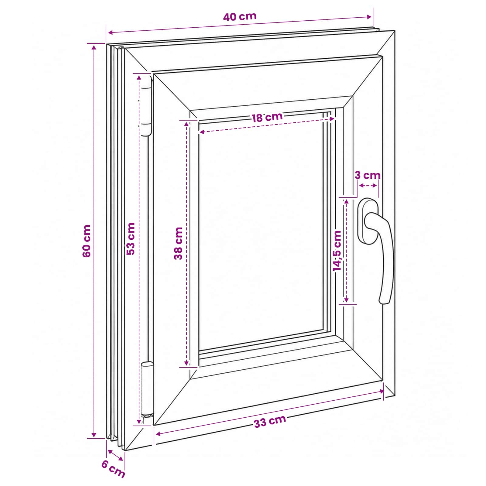 Παράθυρο Κάτω Στρώματος RISOR 40 x 60 cm PVC και Γυαλί - Pakobazaar