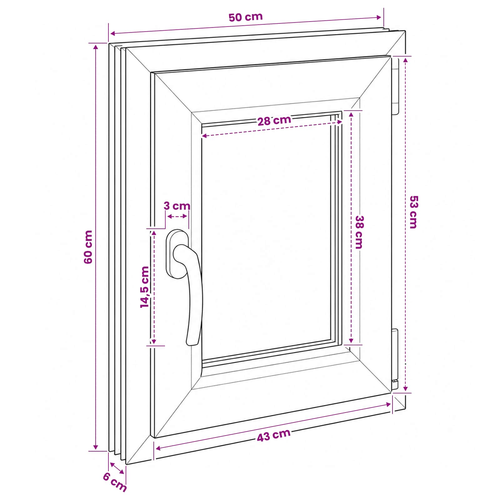 Παράθυρο Κάτω Στρώματος RISOR 50 x 60 cm PVC και Γυαλί - Pakobazaar