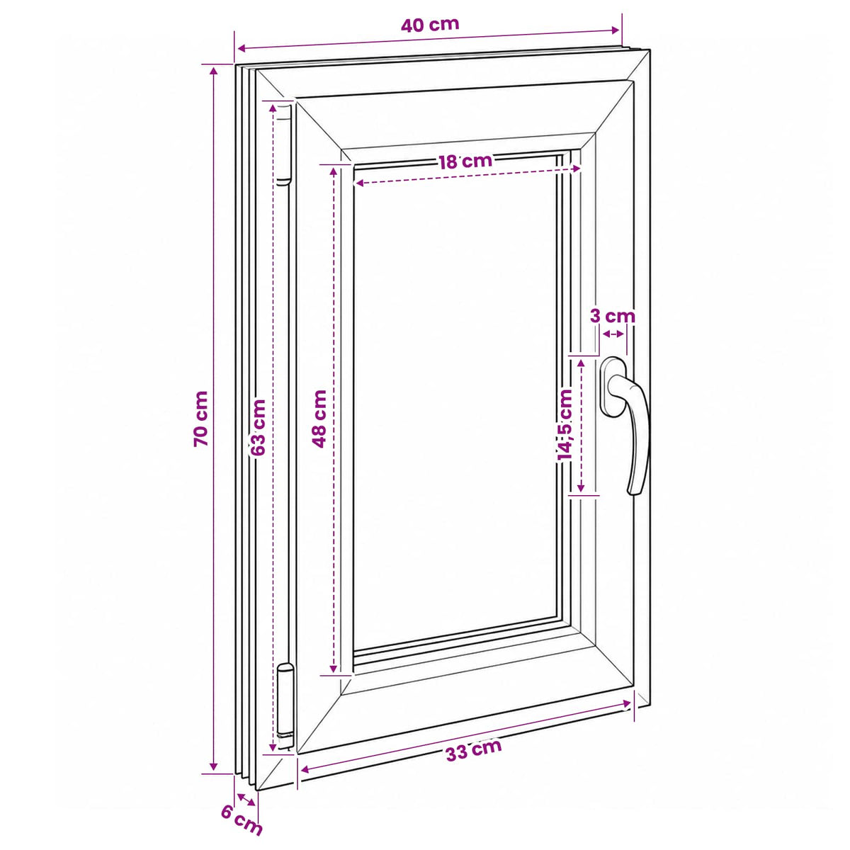Παράθυρο Κάτω Στρώματος RISOR 40 x 70 cm PVC και Γυαλί - Pakobazaar