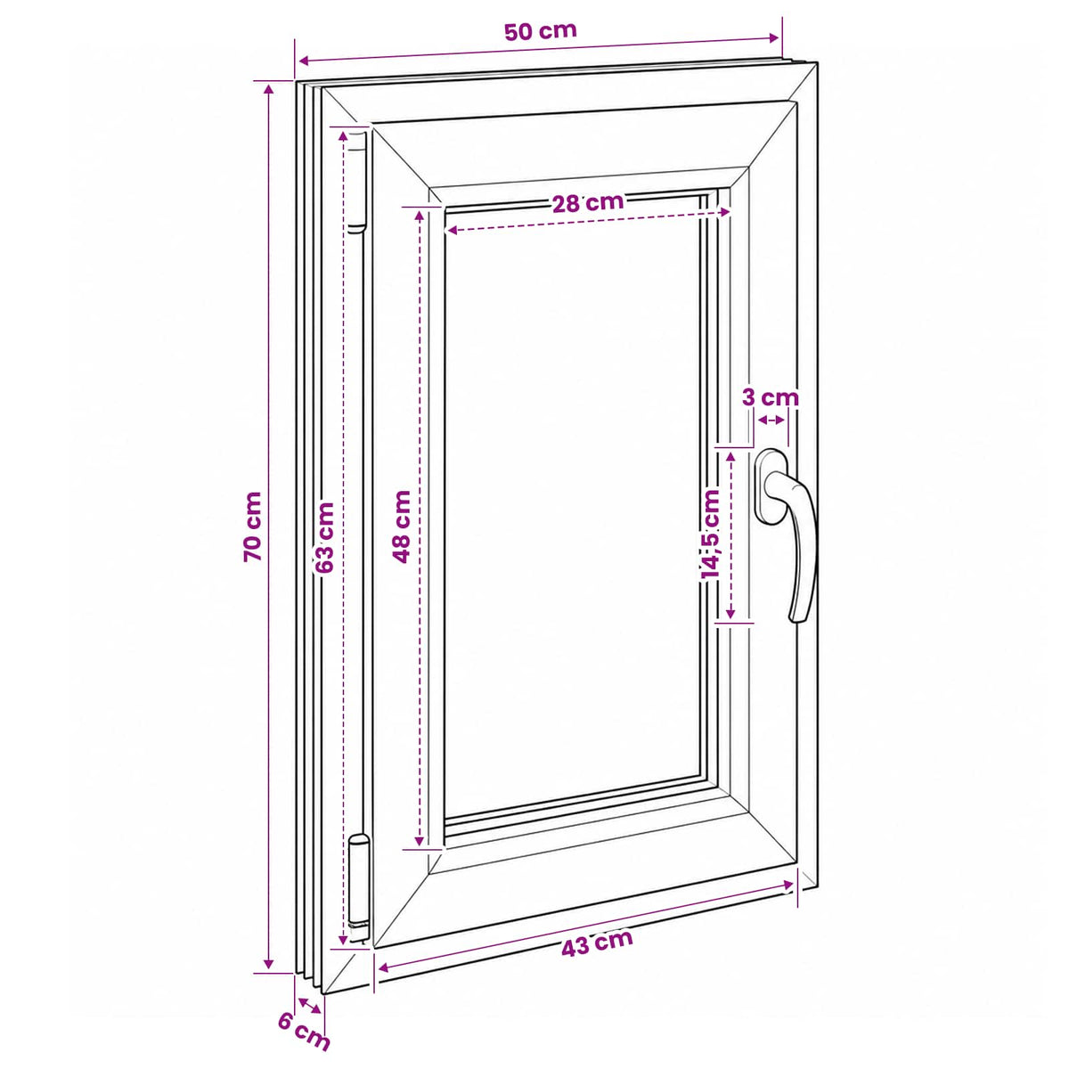 Παράθυρο Κάτω Στρώματος RISOR 50 x 70 cm PVC και Γυαλί - Pakobazaar