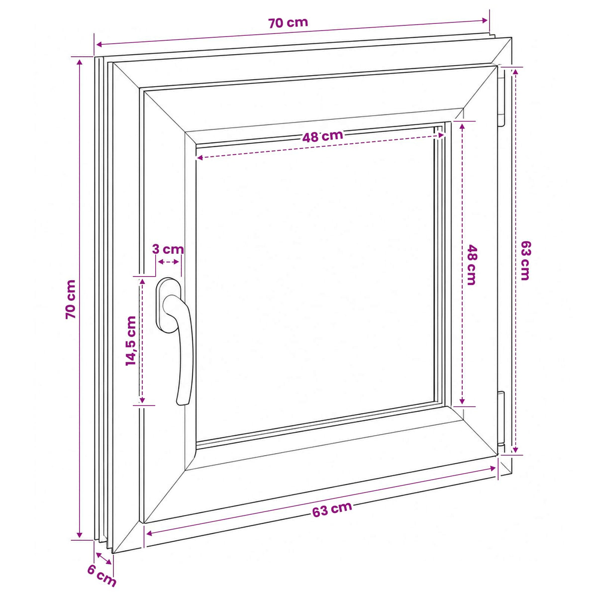 Παράθυρο Κάτω Στρώματος RISOR 70 x 70 cm PVC και Γυαλί - Pakobazaar