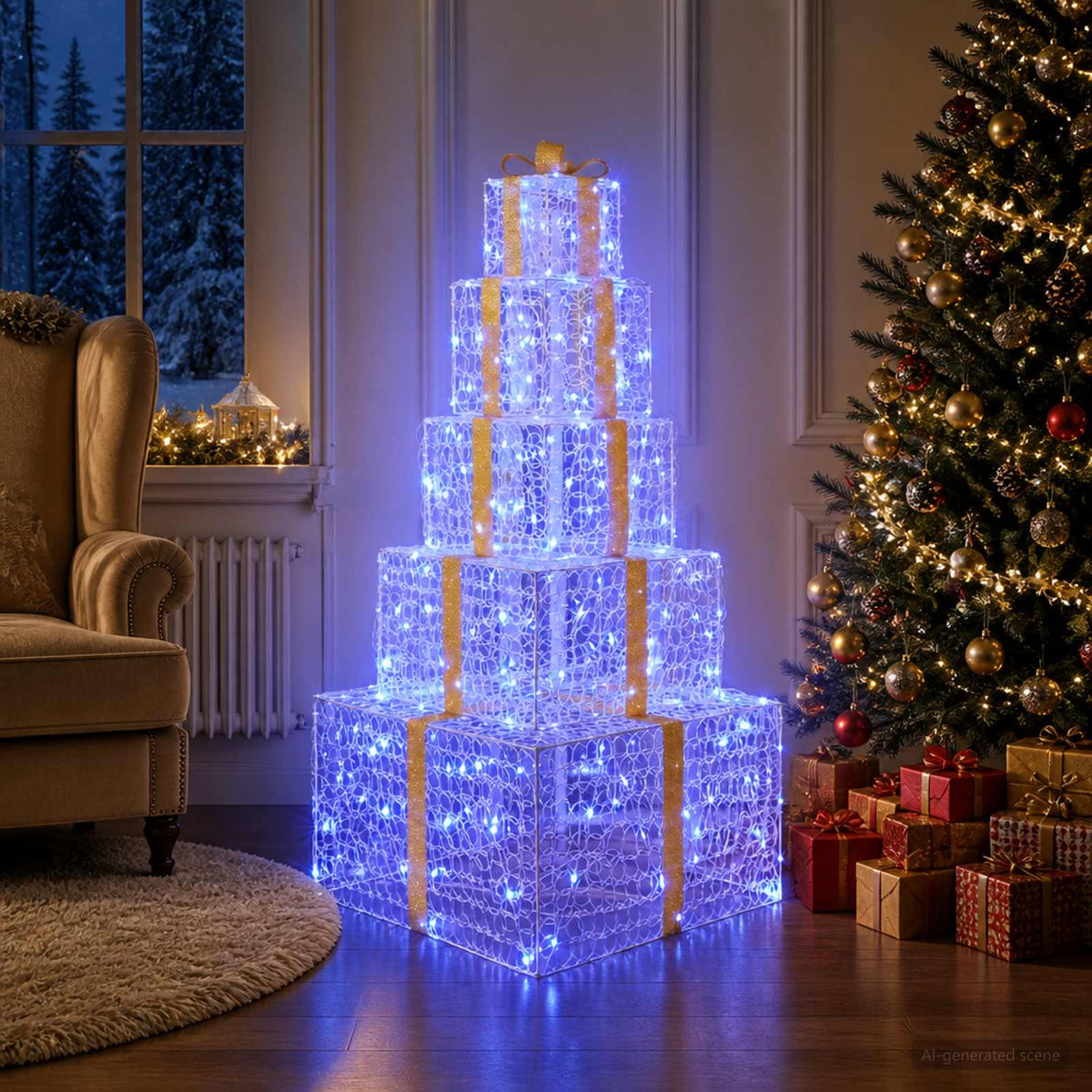 Στοίβα χριστουγεννιάτικων κουτιών LED 250 LED Μπλε