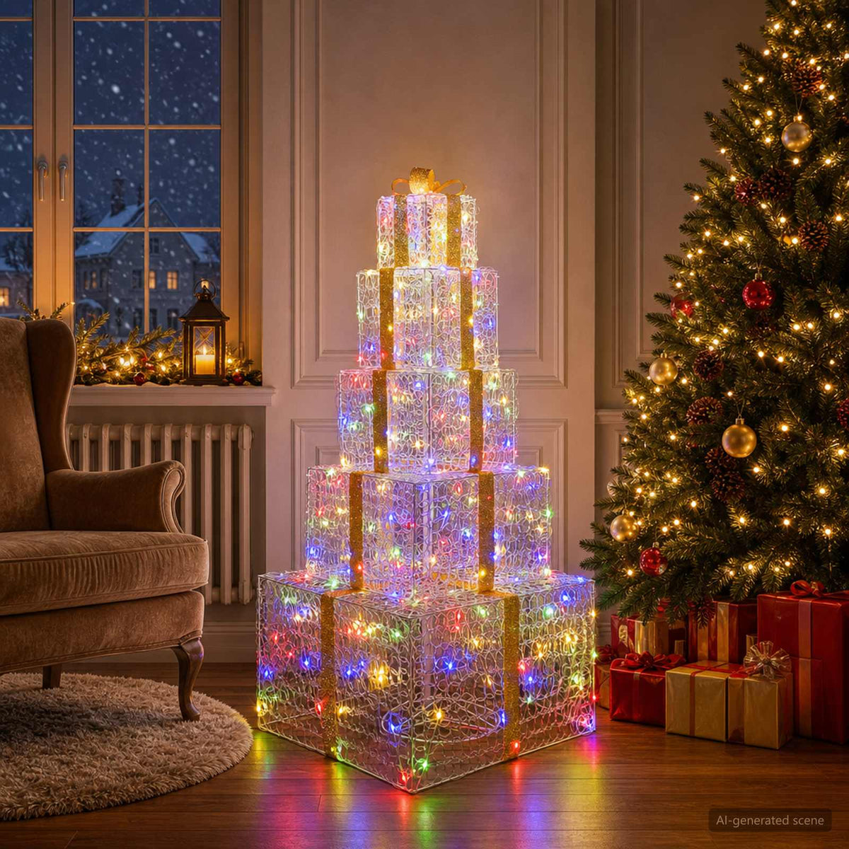 Στοίβα χριστουγεννιάτικων κουτιών LED 250 LED Πολύχρωμο