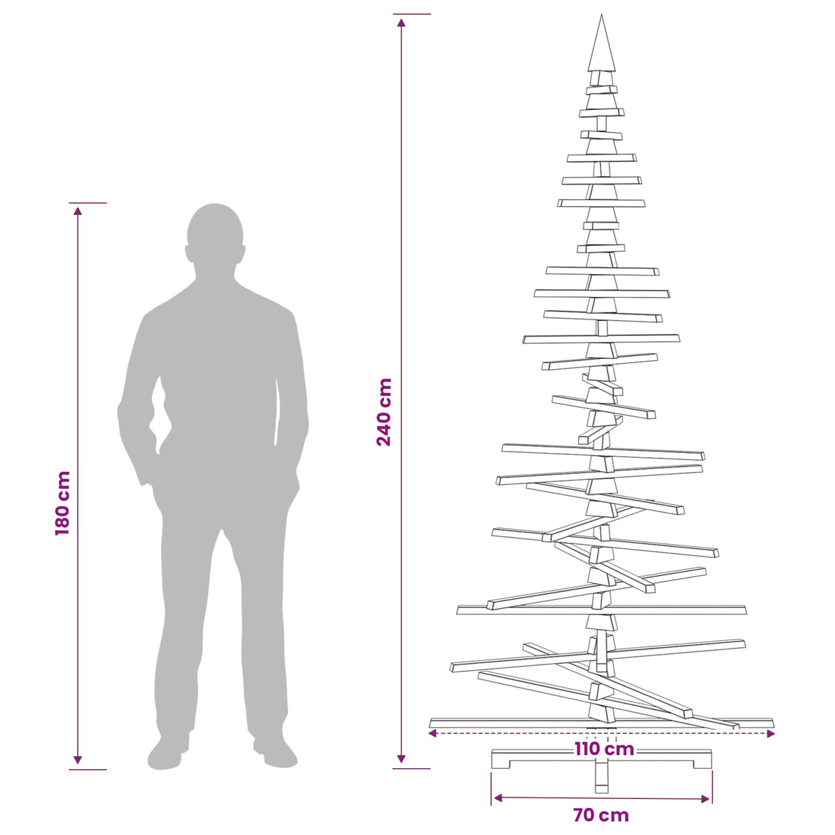 Ξύλινο Χριστουγεννιάτικο Δέντρο KOTKA 240 cm Μασίφ Ξύλο Πεύκου