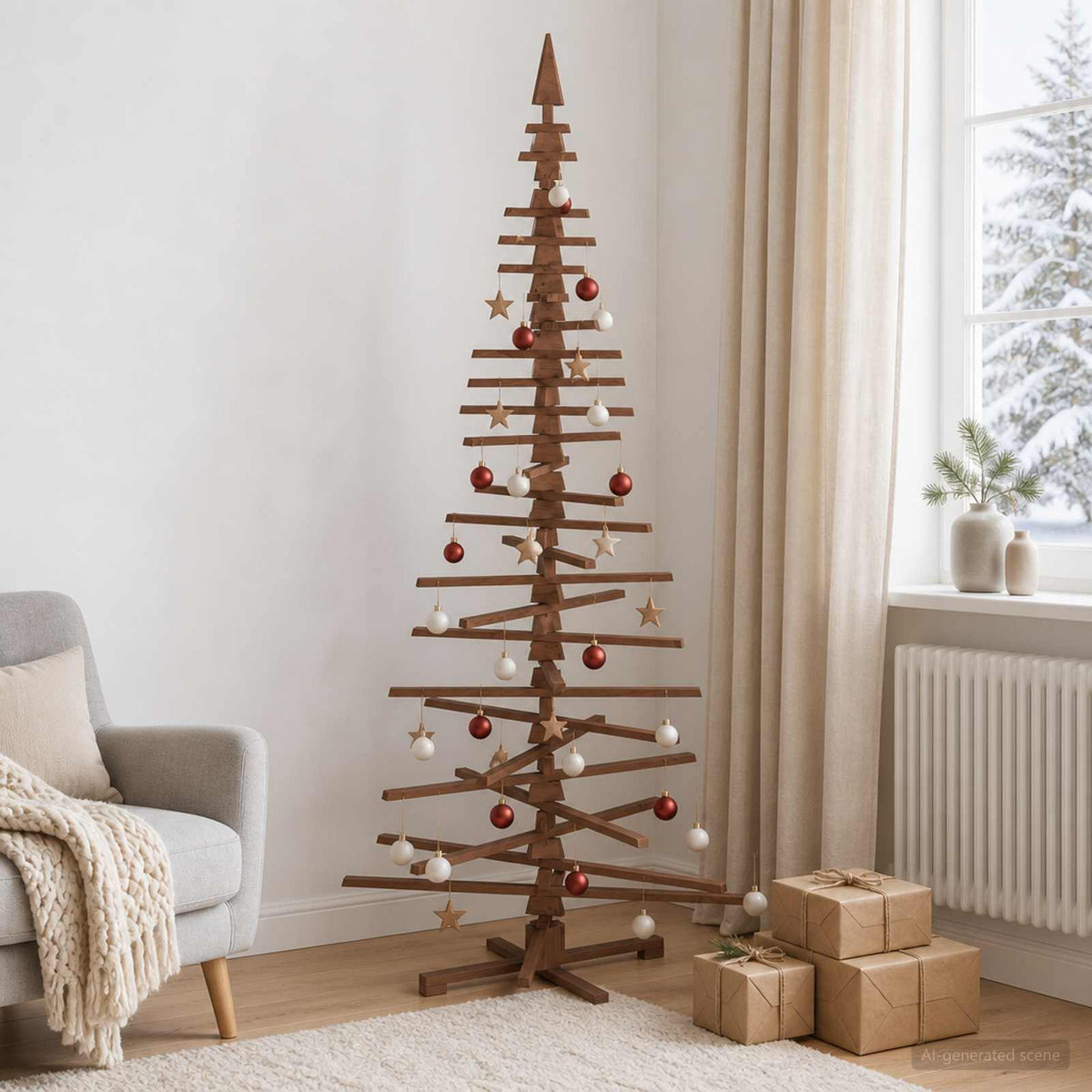 Ξύλινο Χριστουγεννιάτικο Δέντρο KOTKA 240 cm Μασίφ Ξύλο Πεύκου