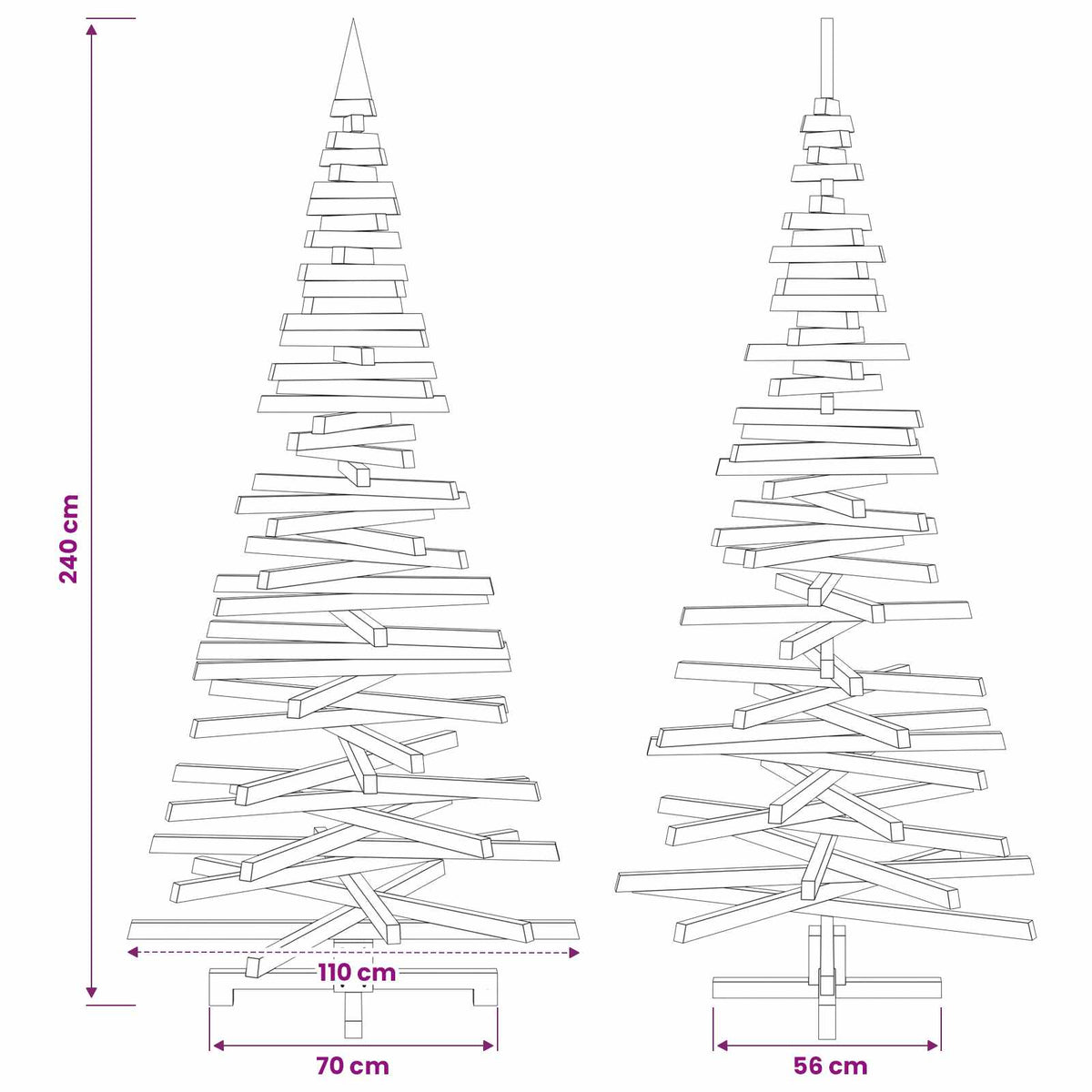 Ξύλινο Χριστουγεννιάτικο Δέντρο KOTKA 240 cm Μασίφ Ξύλο Πεύκου - Pakobazaar