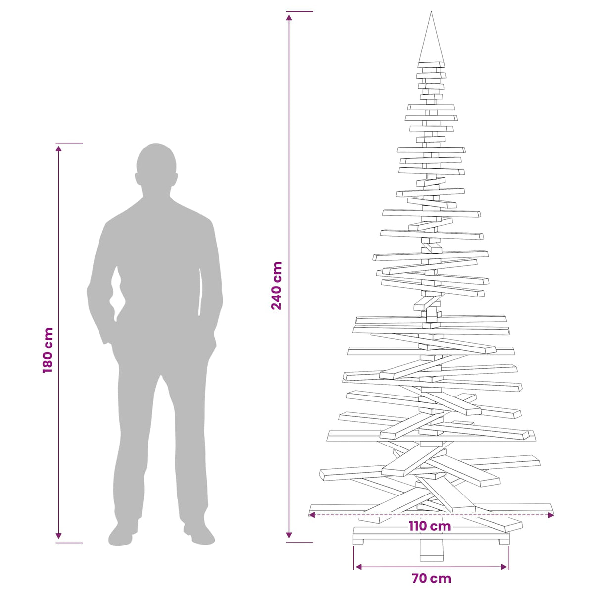 Ξύλινο Χριστουγεννιάτικο Δέντρο KOTKA 240 cm Μασίφ Ξύλο Πεύκου - Pakobazaar