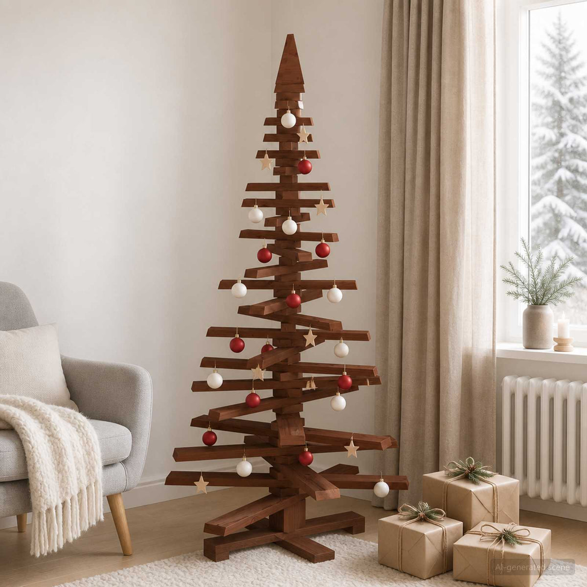Ξύλινο Χριστουγεννιάτικο Δέντρο KOTKA 150 cm Μασίφ Ξύλο Πεύκου