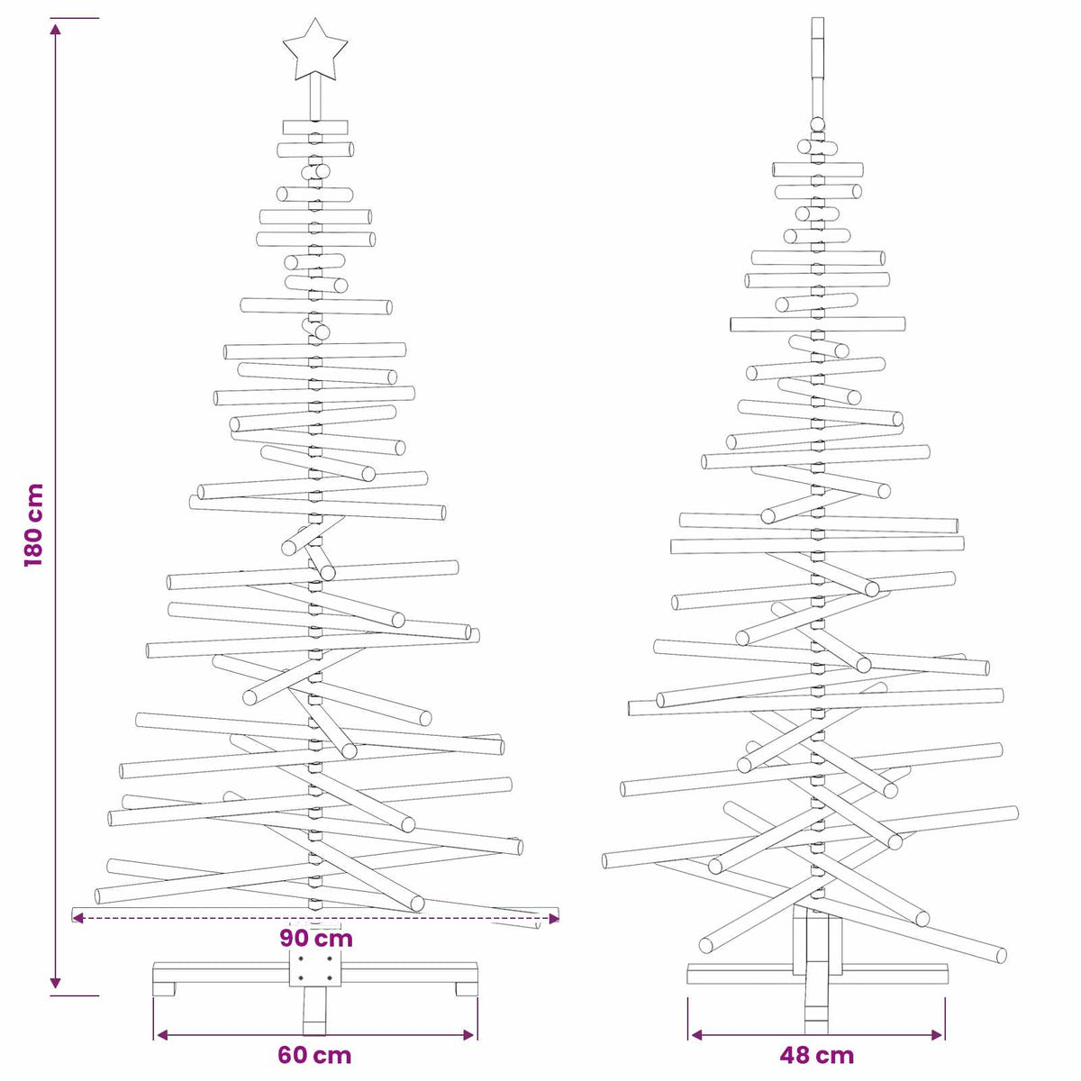 Ξύλινο Χριστουγεννιάτικο Δέντρο KOTKA 180 cm Μασίφ Ξύλο Πεύκου - Pakobazaar