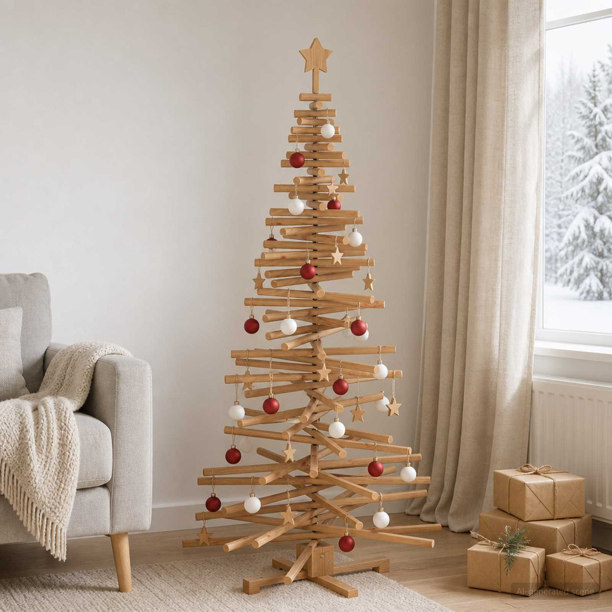 Ξύλινο Χριστουγεννιάτικο Δέντρο KOTKA 180 cm Μασίφ Ξύλο Πεύκου