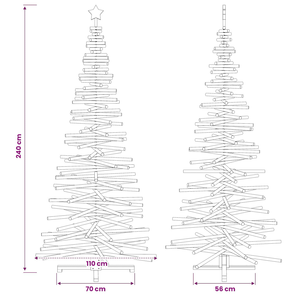 Ξύλινο Χριστουγεννιάτικο Δέντρο KOTKA 240 cm Μασίφ Ξύλο Πεύκου - Pakobazaar