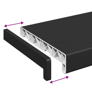 Σαβανωτό Παραθύρου Μαύρο με Ξύλινη Υφή 160 x 20 x 4,5 εκ PVC - Pakobazaar