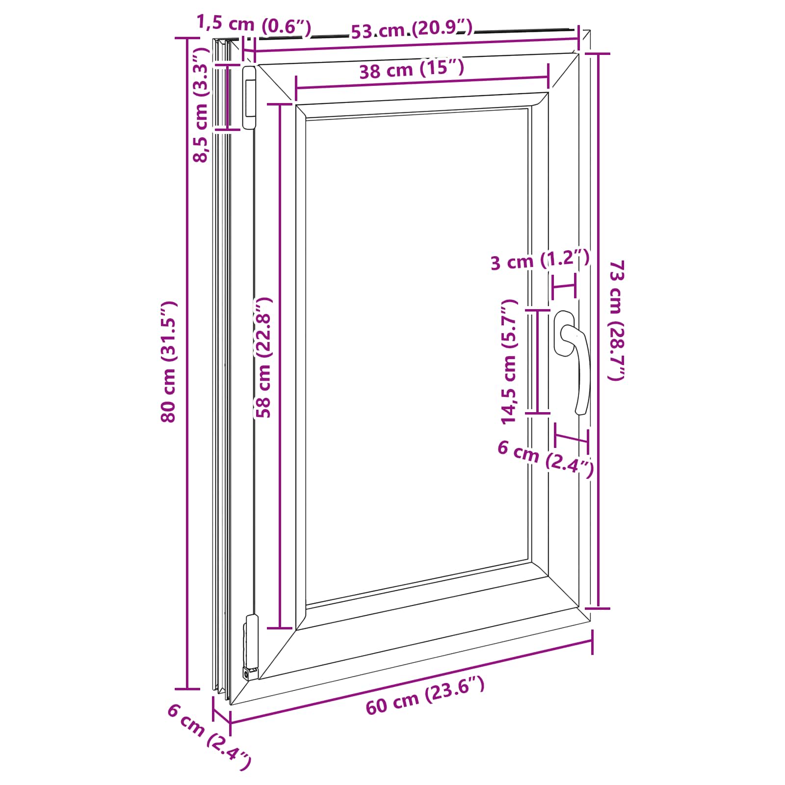 Παράθυρο Υπογείου με Κλίση και Στροφή RISOR 60 x 80 cm