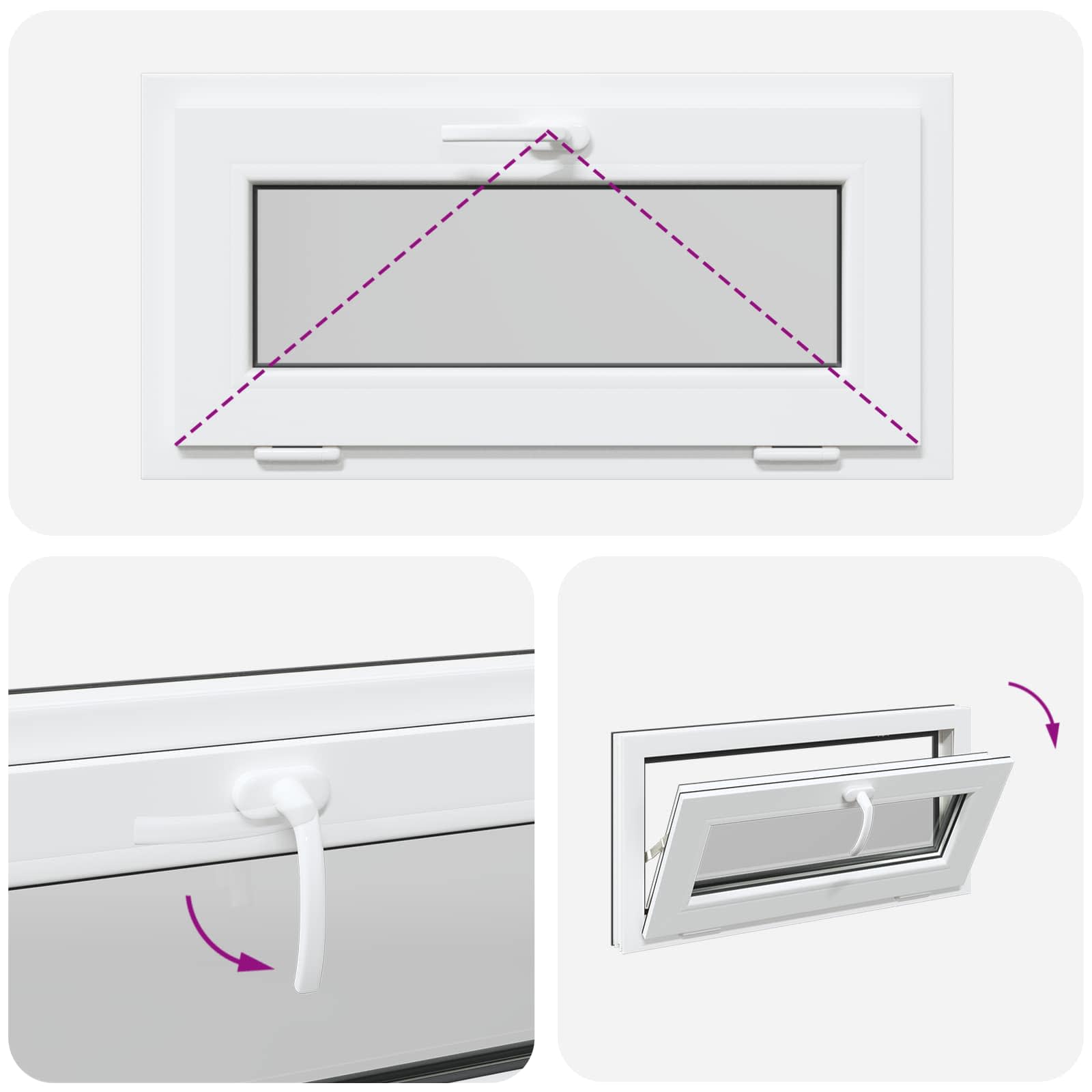 Παράθυρο Κάτω Στρώματος RISOR 80 x 40 cm PVC και Γυαλί Ανθρακί - Pakobazaar