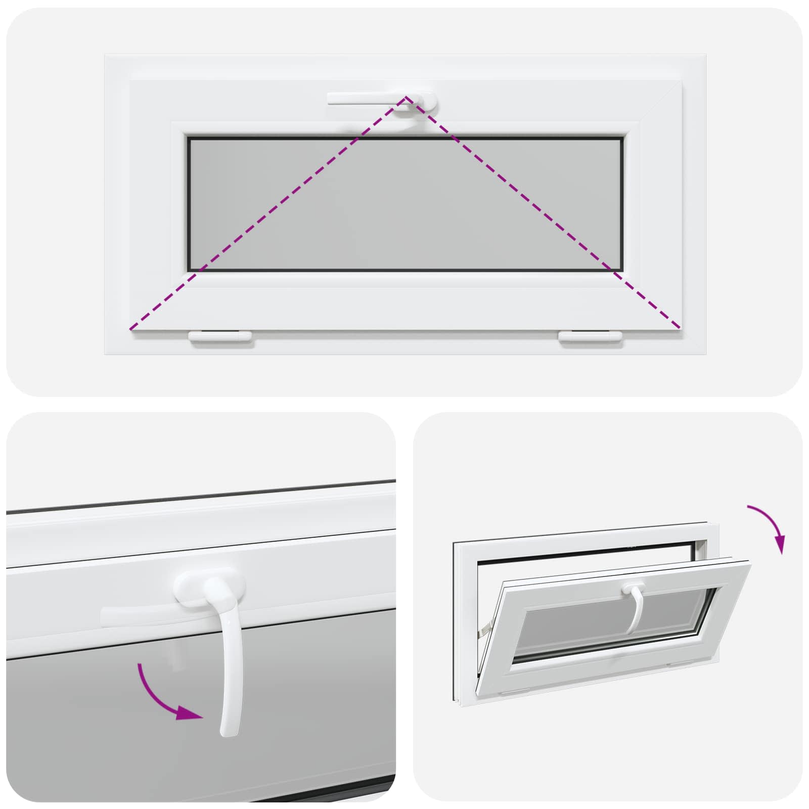 Παράθυρο Κάτω Στρώματος RISOR 80 x 40 cm PVC και Γυαλί Ανθρακί - Pakobazaar
