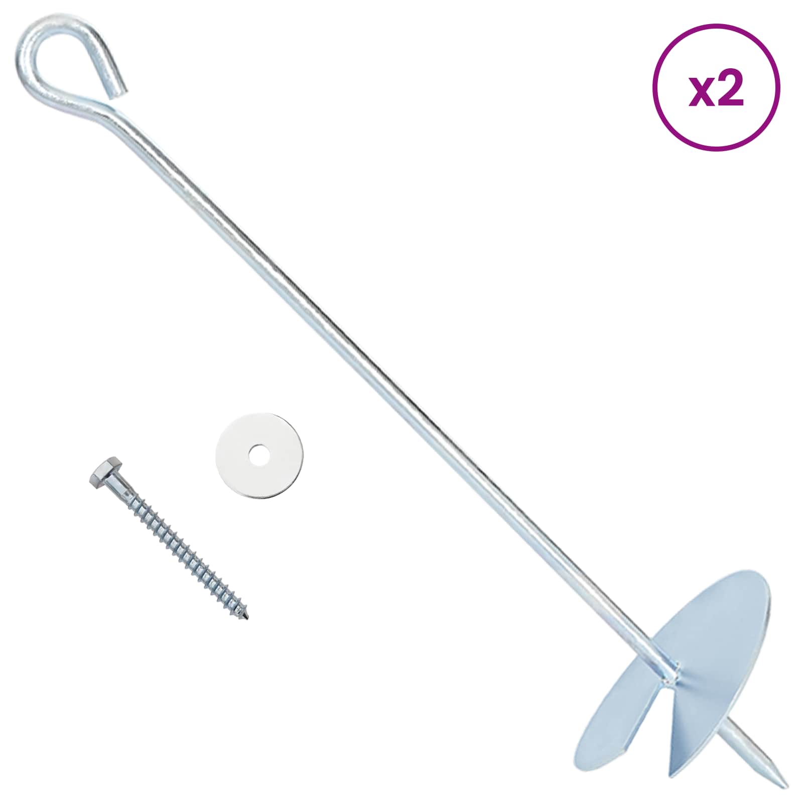 Γείωση 4 pcs Ασημί Ø10 x 40 εκ Γαλβανισμένο Μέταλλο - Pakobazaar