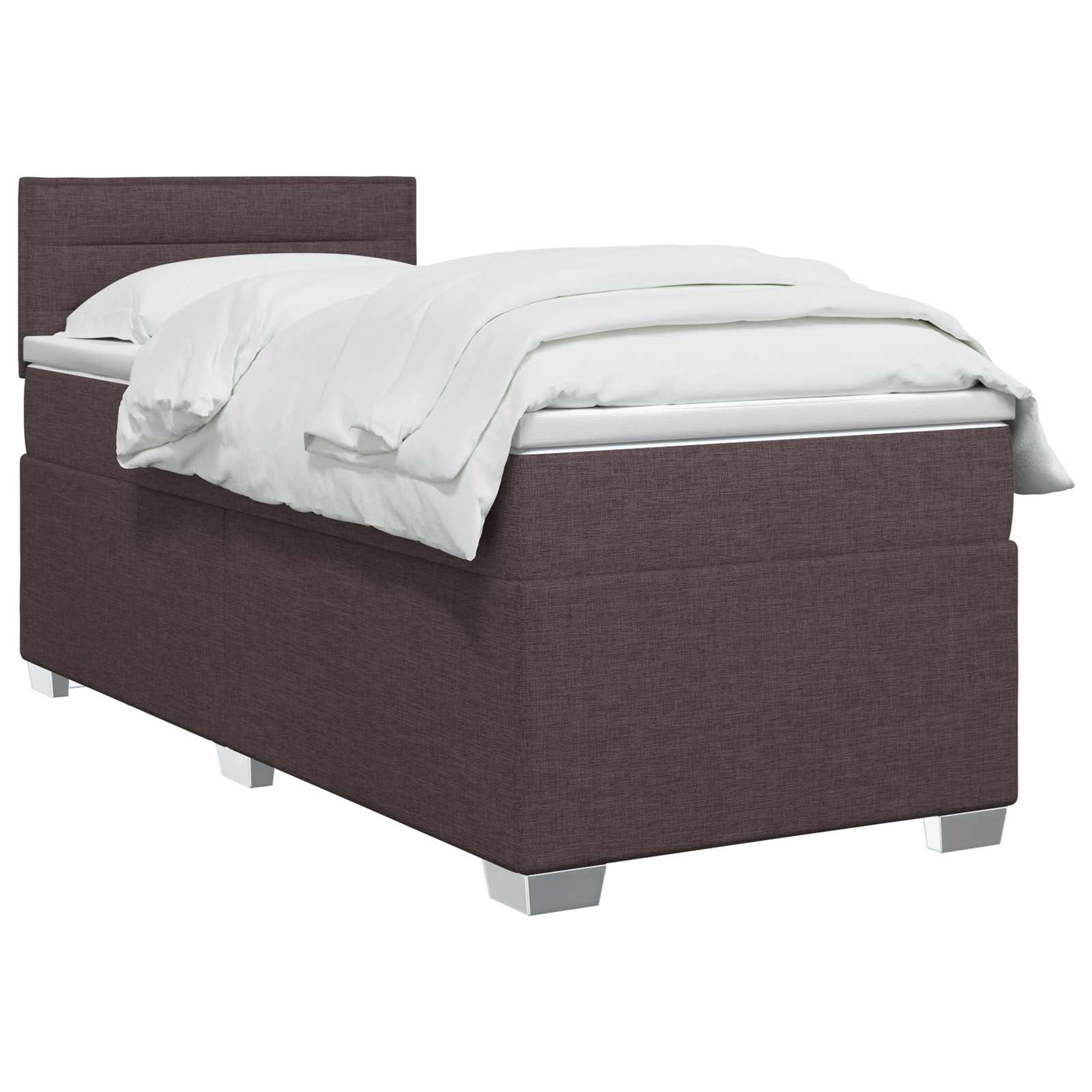 Κρεβάτι box spring με στρώμα Σκούρο Καφέ 80 x 200 cm Ύφασμα - Pakobazaar