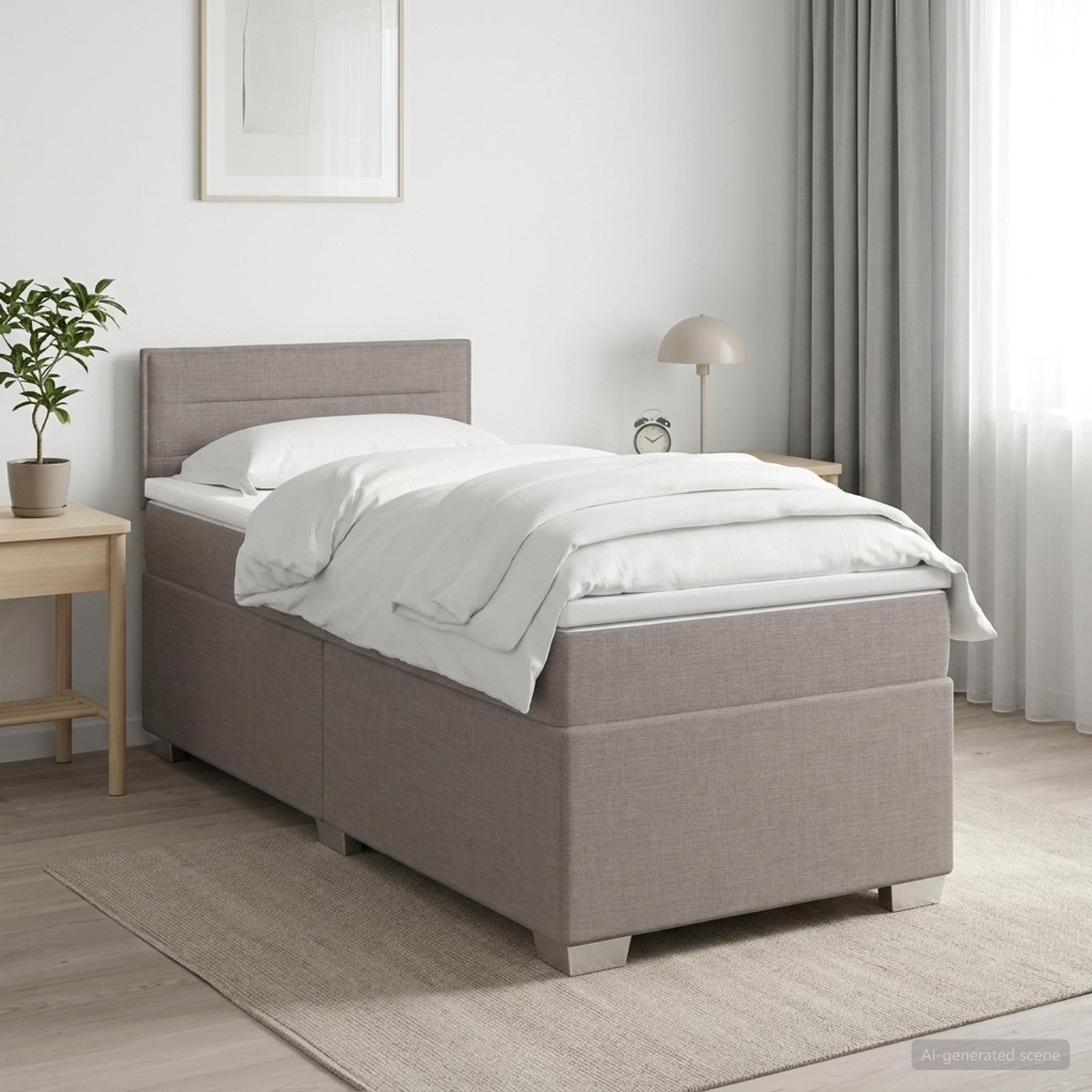 Κρεβάτι box spring με στρώμα Taupe 90 x 200 cm Ύφασμα