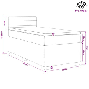 Κρεβάτι box spring με στρώμα Ανοιχτό γκρι 90 x 190 cm Ύφασμα - Pakobazaar
