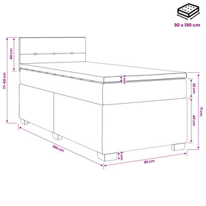 Κρεβάτι box spring με στρώμα Taupe 90 x 190 cm Ύφασμα - Pakobazaar