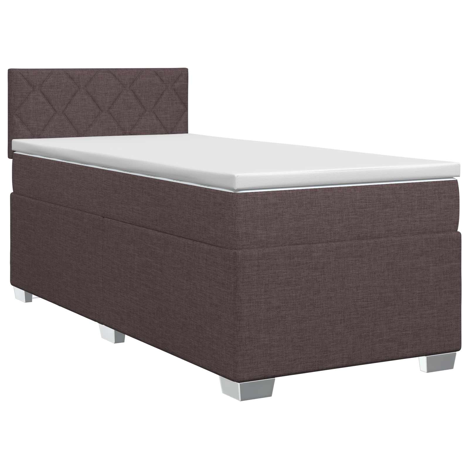 Κρεβάτι box spring με στρώμα Σκούρο Καφέ 90 x 190 cm Ύφασμα - Pakobazaar