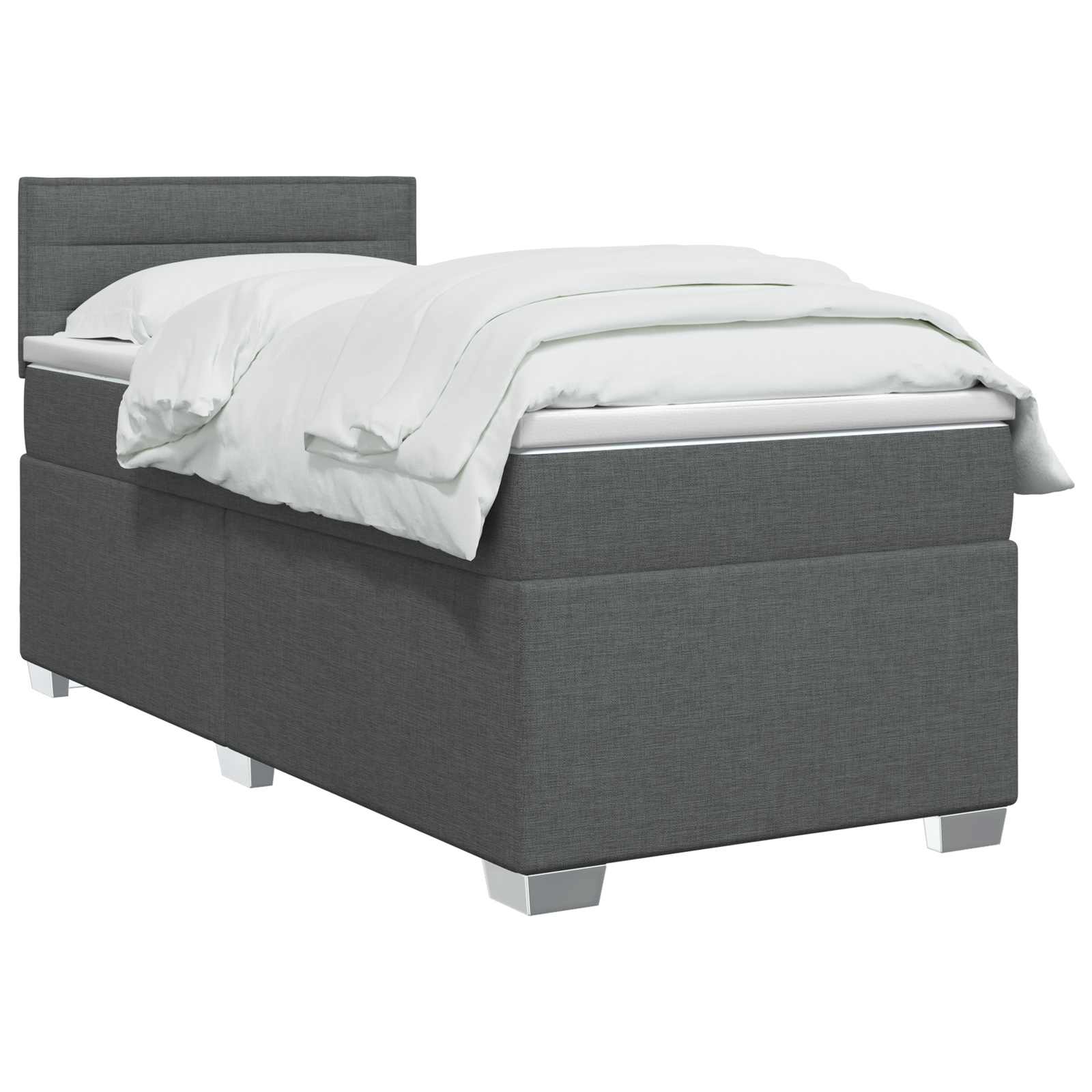 Κρεβάτι box spring με στρώμα Σκούρο Γκρι 90 x 200 cm Ύφασμα - Pakobazaar