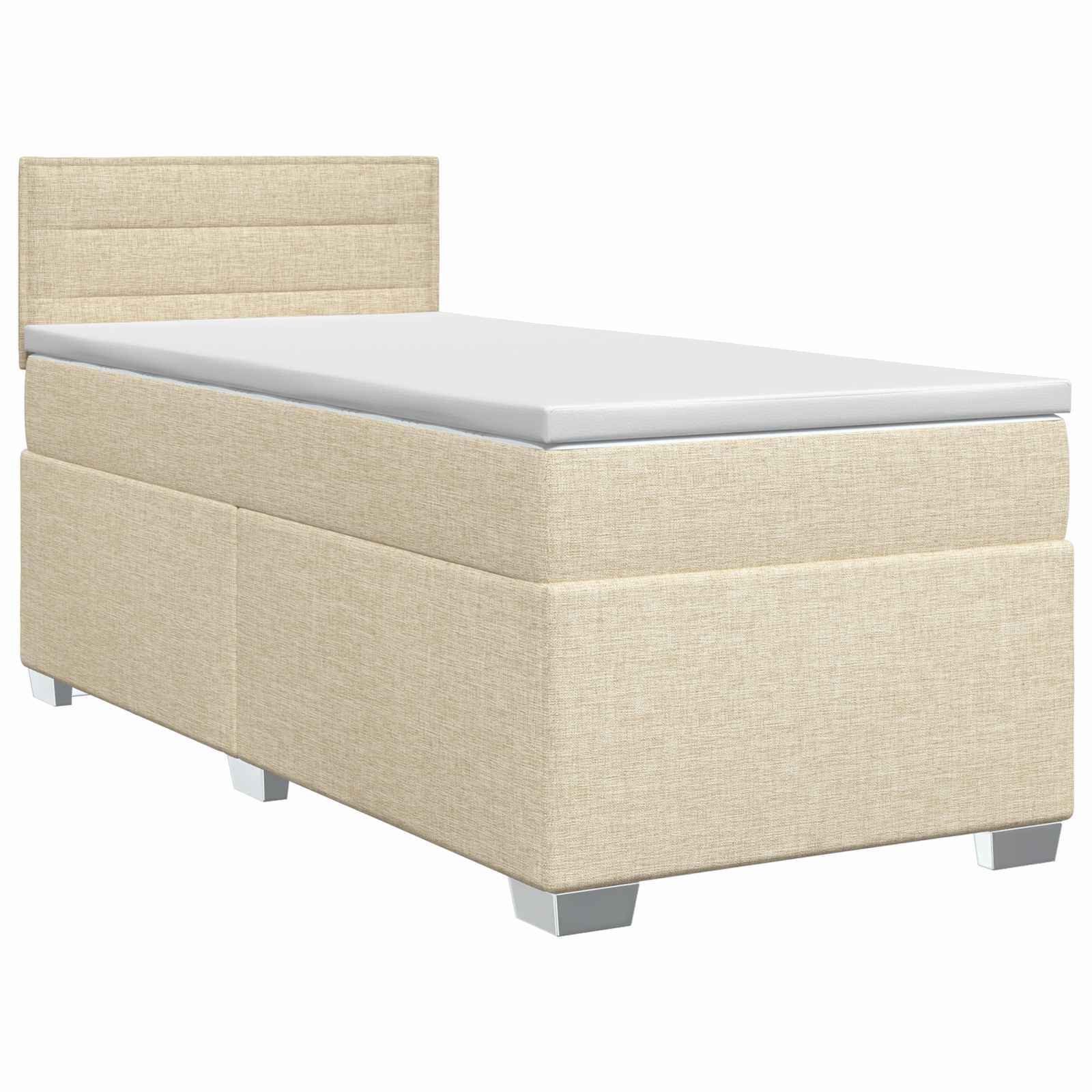Κρεβάτι box spring με στρώμα Κρεμ 90 x 200 cm Ύφασμα - Pakobazaar