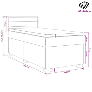 Κρεβάτι box spring με στρώμα Taupe 100 x 200 cm Ύφασμα