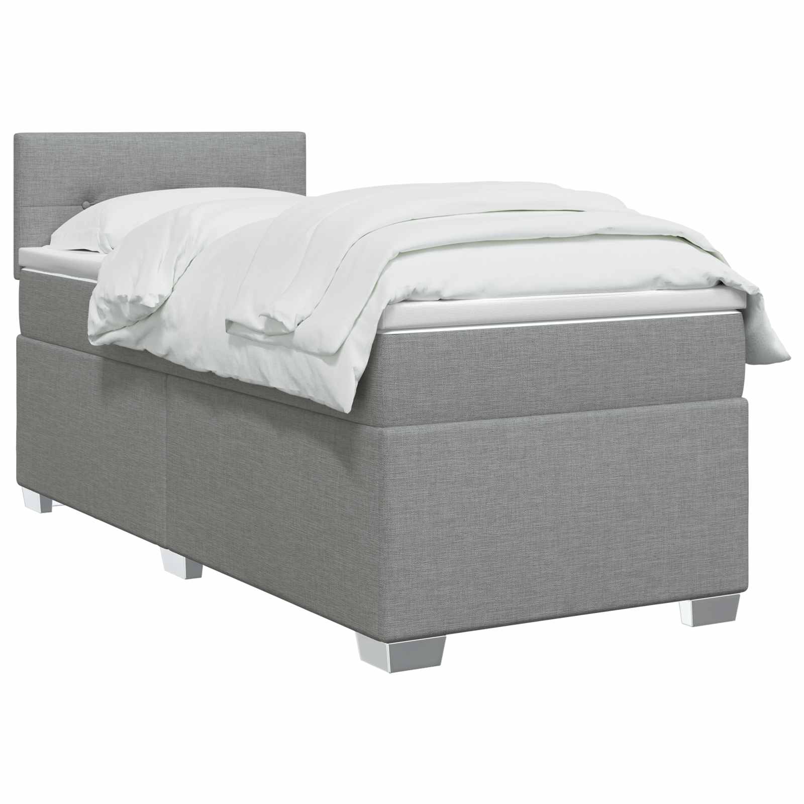 Κρεβάτι box spring με στρώμα Ανοιχτό γκρι 100 x 200 cm Ύφασμα - Pakobazaar