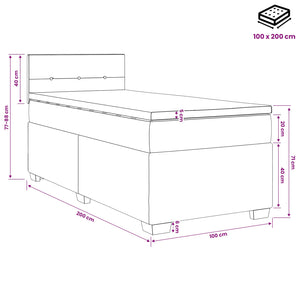 Κρεβάτι box spring με στρώμα Ανοιχτό γκρι 100 x 200 cm Ύφασμα - Pakobazaar