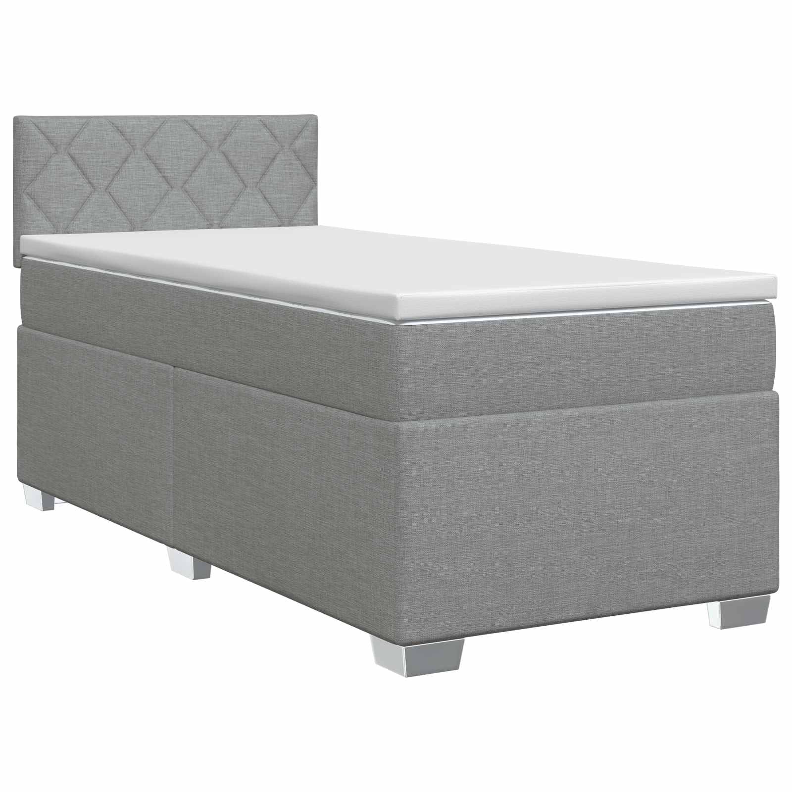 Κρεβάτι box spring με στρώμα Ανοιχτό γκρι 100 x 200 cm Ύφασμα - Pakobazaar