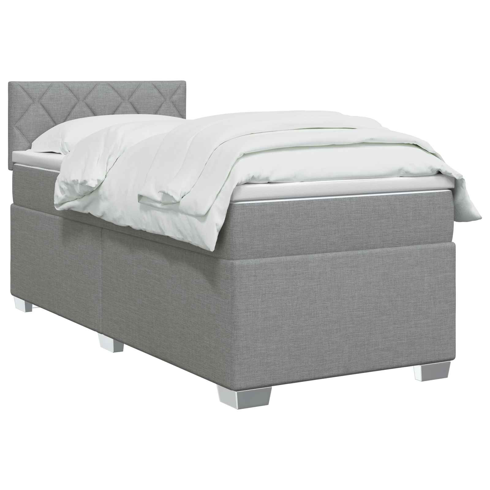 Κρεβάτι box spring με στρώμα Ανοιχτό γκρι 100 x 200 cm Ύφασμα - Pakobazaar