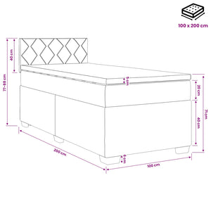 Κρεβάτι box spring με στρώμα Ανοιχτό γκρι 100 x 200 cm Ύφασμα - Pakobazaar