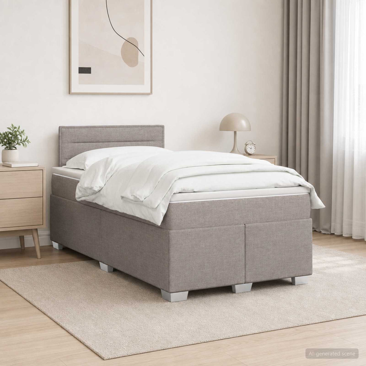 Κρεβάτι box spring με στρώμα Taupe 120 x 200 cm Ύφασμα