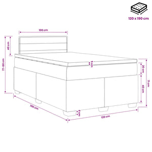 Κρεβάτι box spring με στρώμα Κρεμ 120 x 190 cm Ύφασμα - Pakobazaar