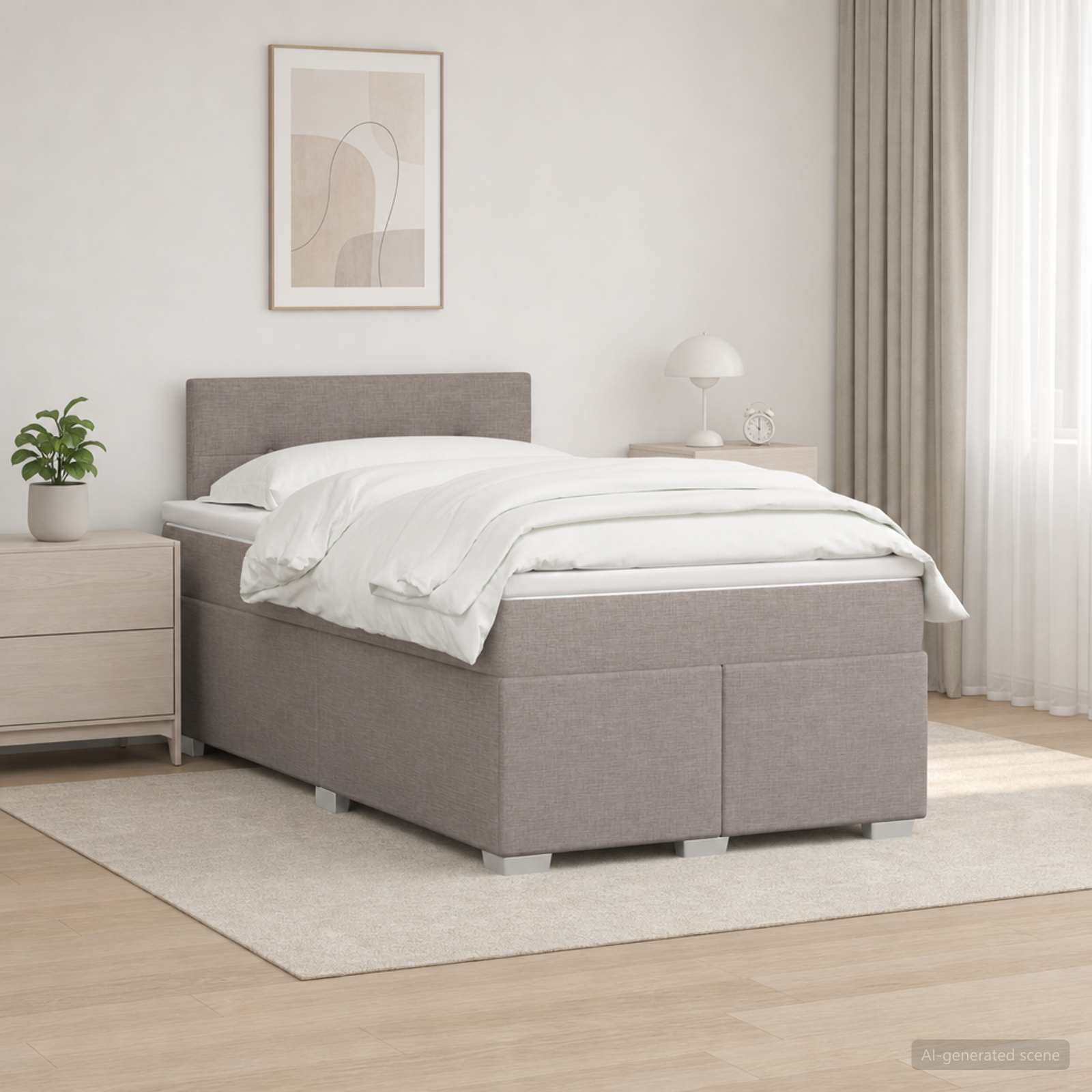 Κρεβάτι box spring με στρώμα Taupe 120 x 200 cm Ύφασμα