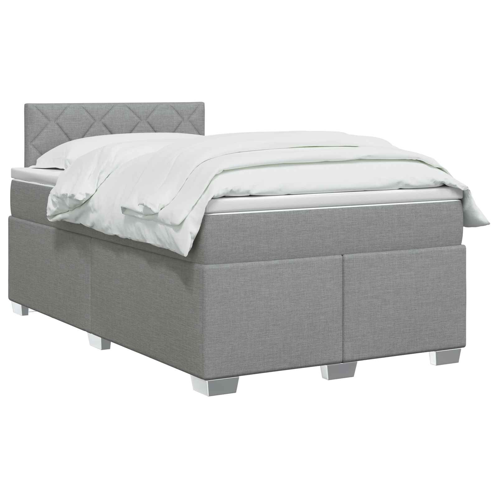 Κρεβάτι box spring με στρώμα Ανοιχτό γκρι 120 x 190 cm Ύφασμα - Pakobazaar