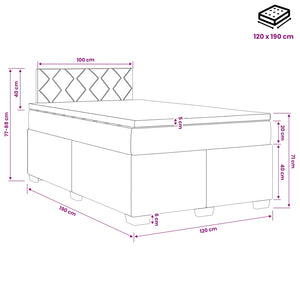 Κρεβάτι box spring με στρώμα Ανοιχτό γκρι 120 x 190 cm Ύφασμα - Pakobazaar