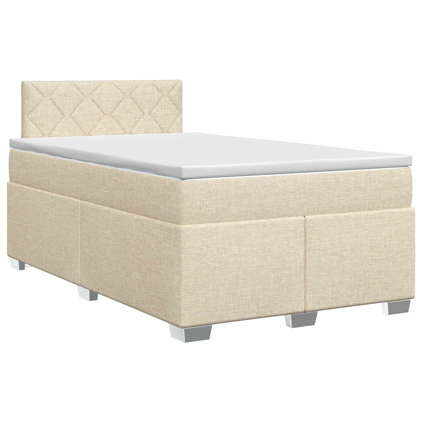 Κρεβάτι box spring με στρώμα Κρεμ 120 x 190 cm Ύφασμα - Pakobazaar