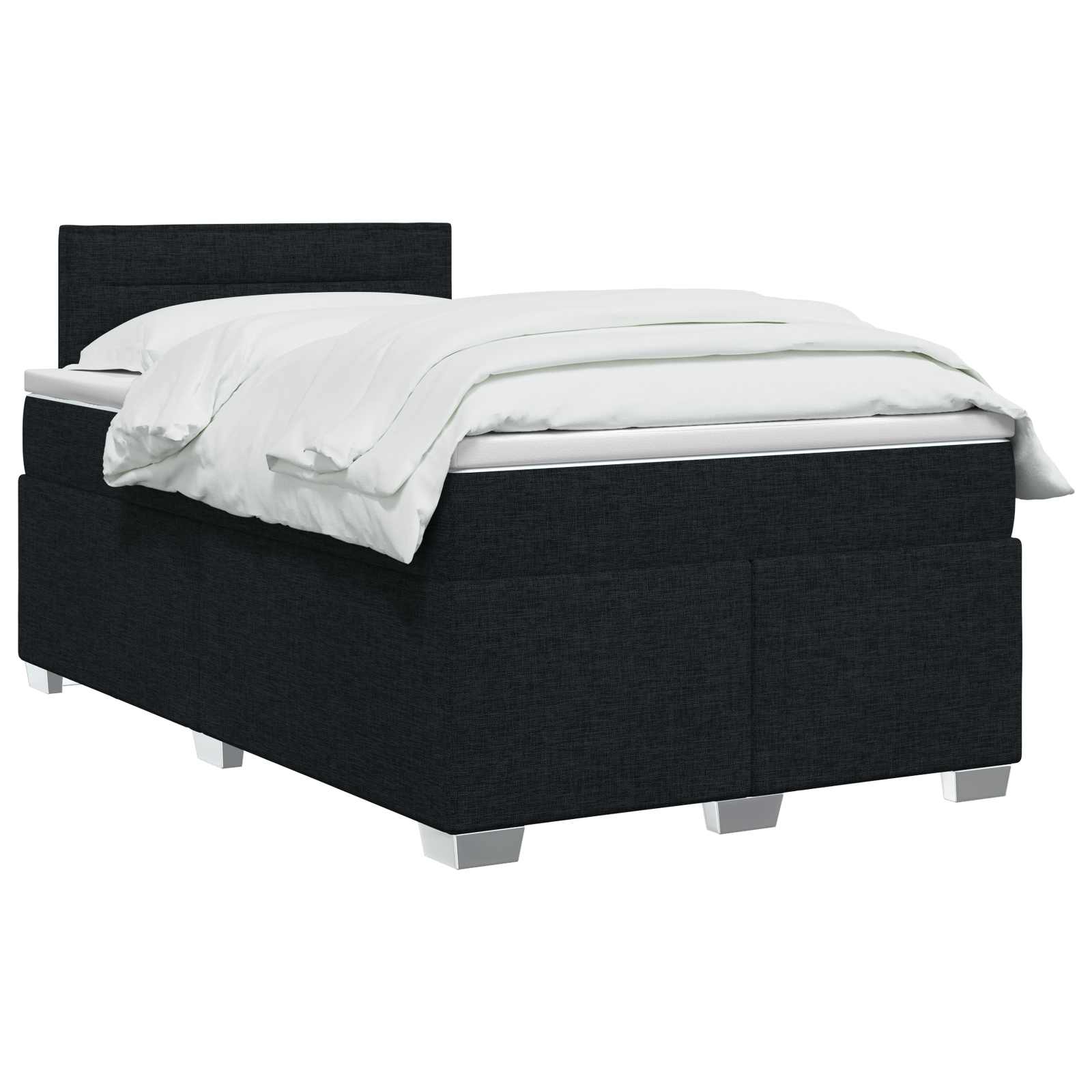 Κρεβάτι box spring με στρώμα Μαύρο 120 x 200 cm Ύφασμα - Pakobazaar
