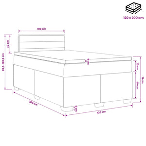 Κρεβάτι box spring με στρώμα Σκούρο Καφέ 120 x 200 cm Ύφασμα