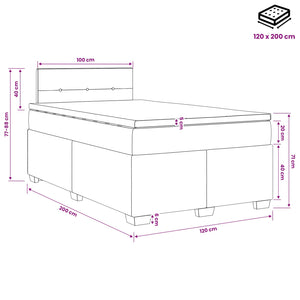 Κρεβάτι box spring με στρώμα Ανοιχτό γκρι 120 x 200 cm Ύφασμα - Pakobazaar