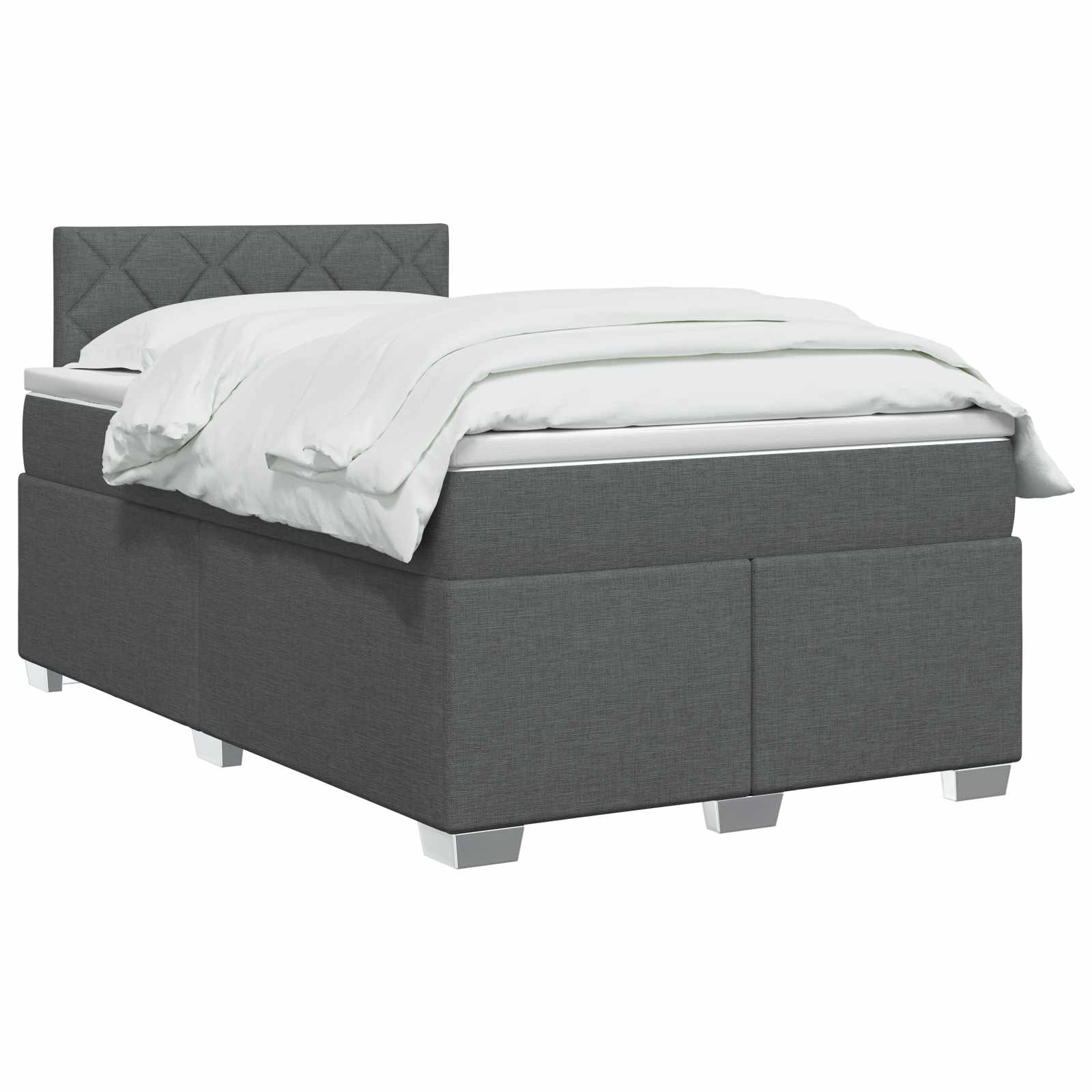 Κρεβάτι box spring με στρώμα Σκούρο Γκρι 120 x 200 cm Ύφασμα - Pakobazaar