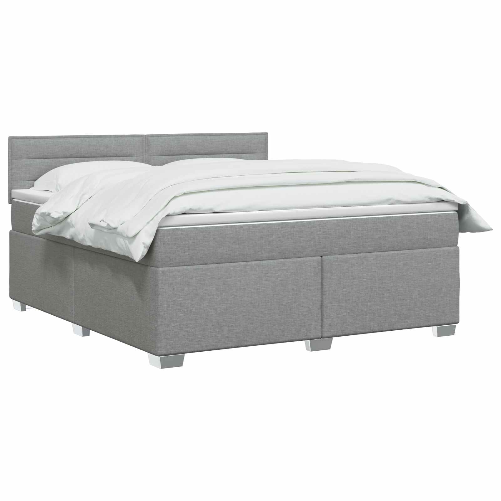 Κρεβάτι box spring με στρώμα Ανοιχτό γκρι 140 x 190 cm Ύφασμα - Pakobazaar