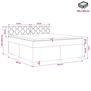 Κρεβάτι box spring με στρώμα Σκούρο Γκρι 140 x 190 cm Ύφασμα - Pakobazaar