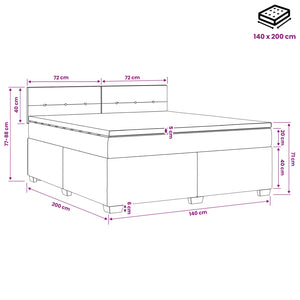 Κρεβάτι box spring με στρώμα Taupe 140 x 200 cm Ύφασμα